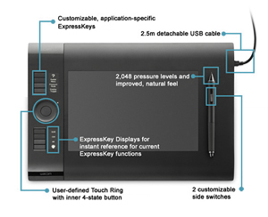 Features of the Wacom Intuos4 Medium Pen Tablet